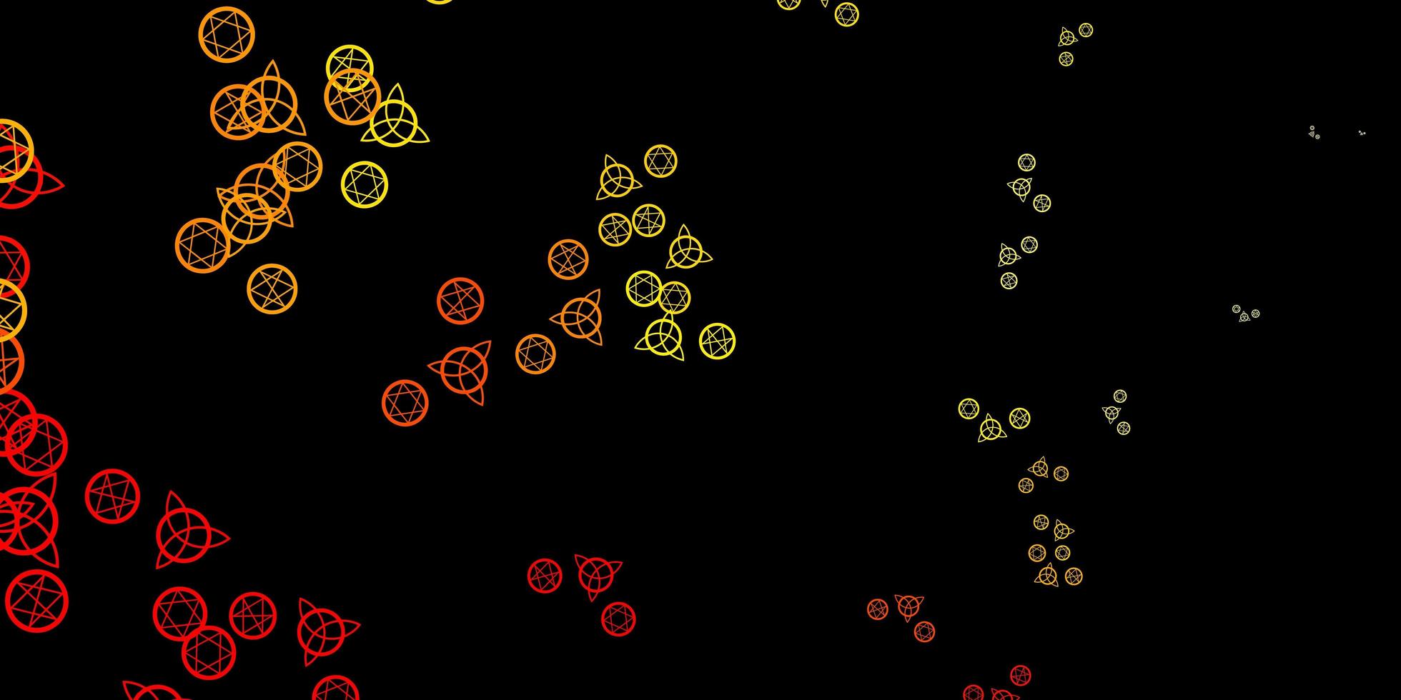 patrón de vector naranja oscuro con elementos mágicos.