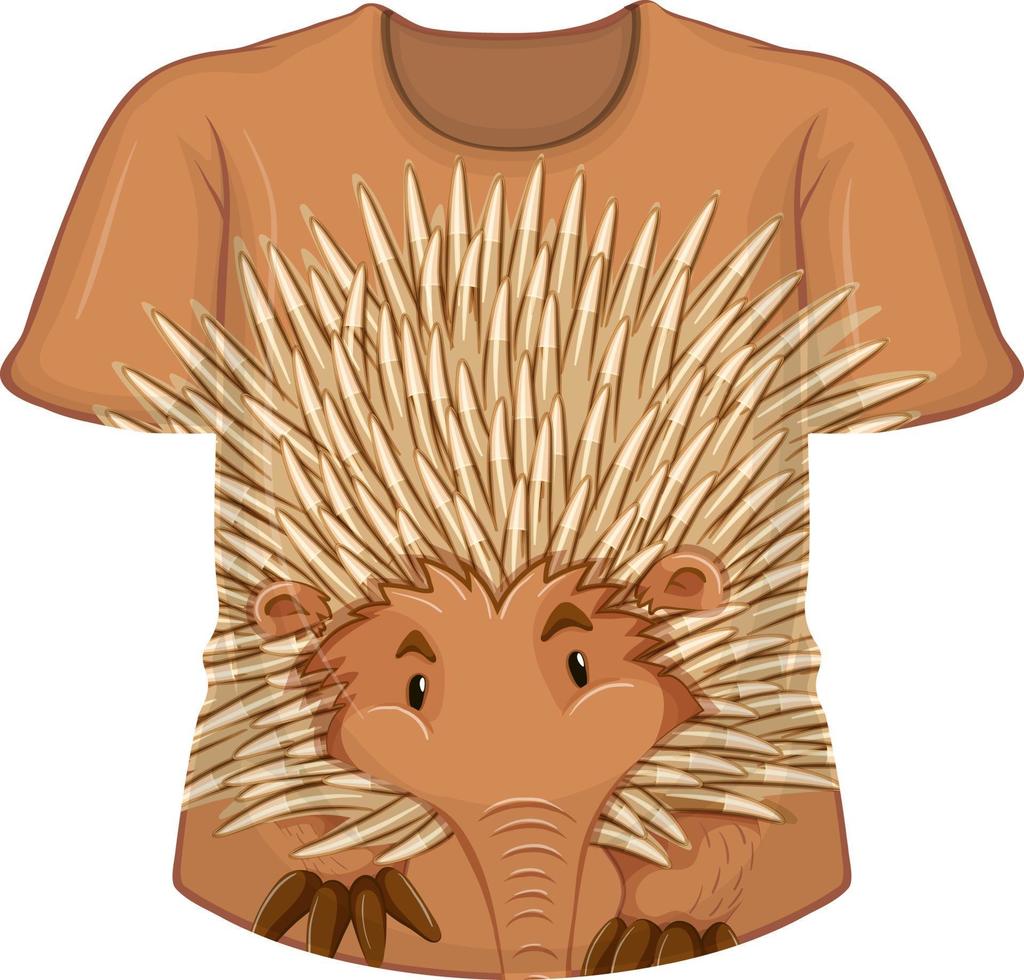 Front of t-shirt with echidna pattern vector