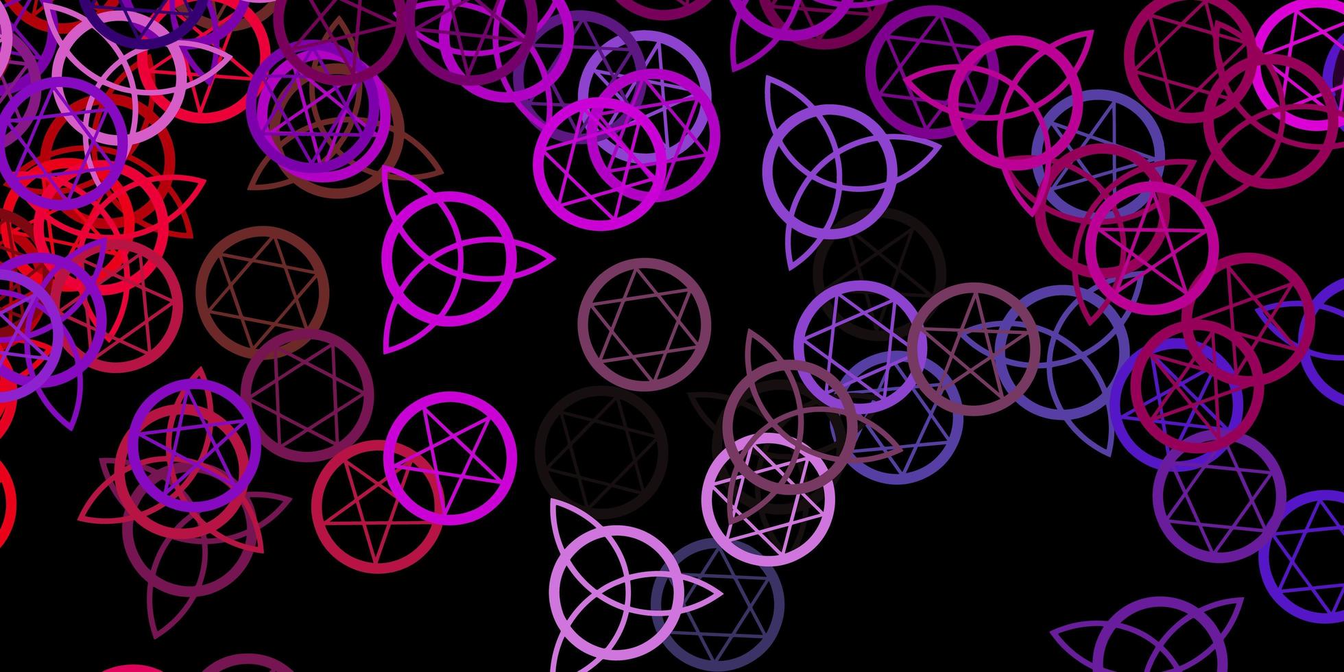 Dark Multicolor vector background with occult symbols.