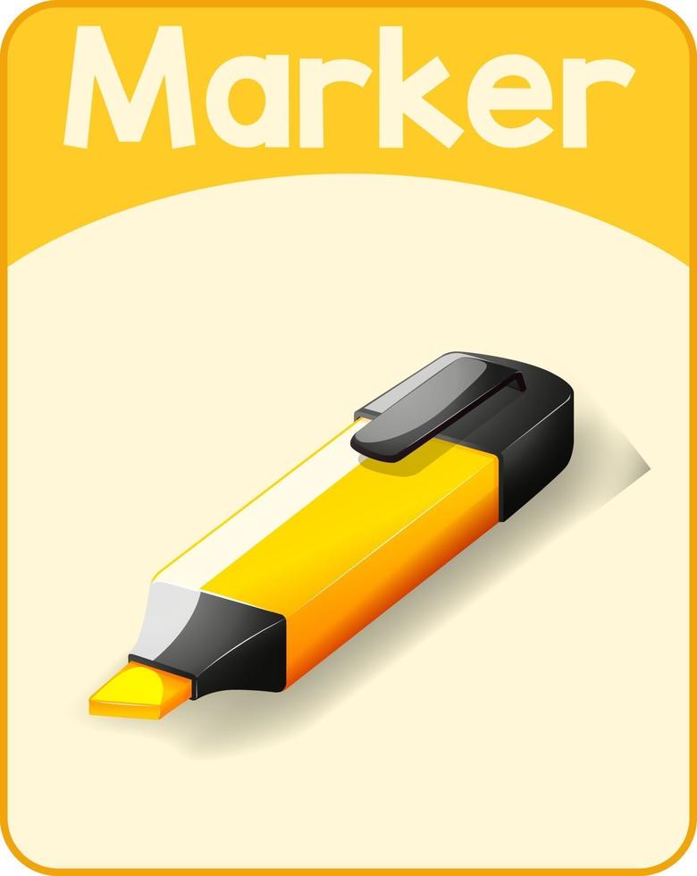 Educational English word card of marker vector
