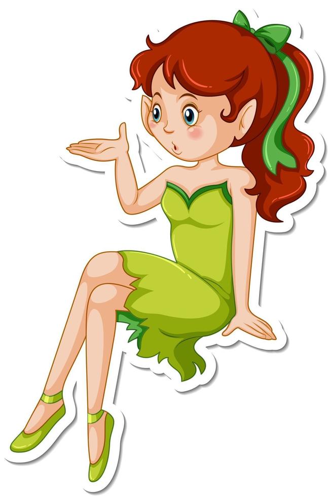 Cute fairy cartoon character sticker vector