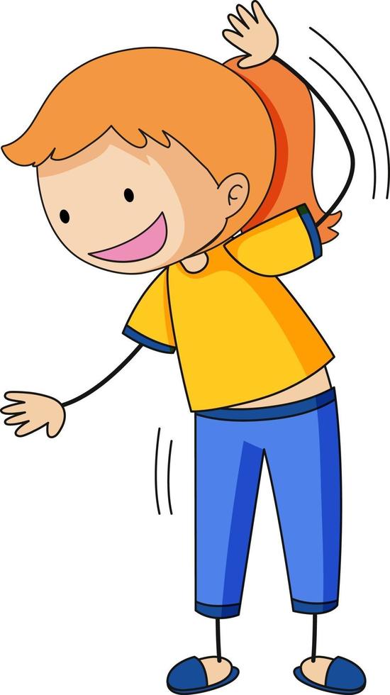 A girl cartoon character in doodle style isolated vector