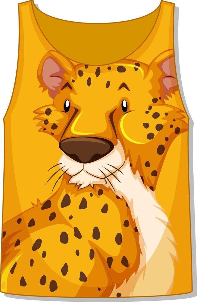 parte delantera de la camiseta sin mangas con estampado de leopardo vector