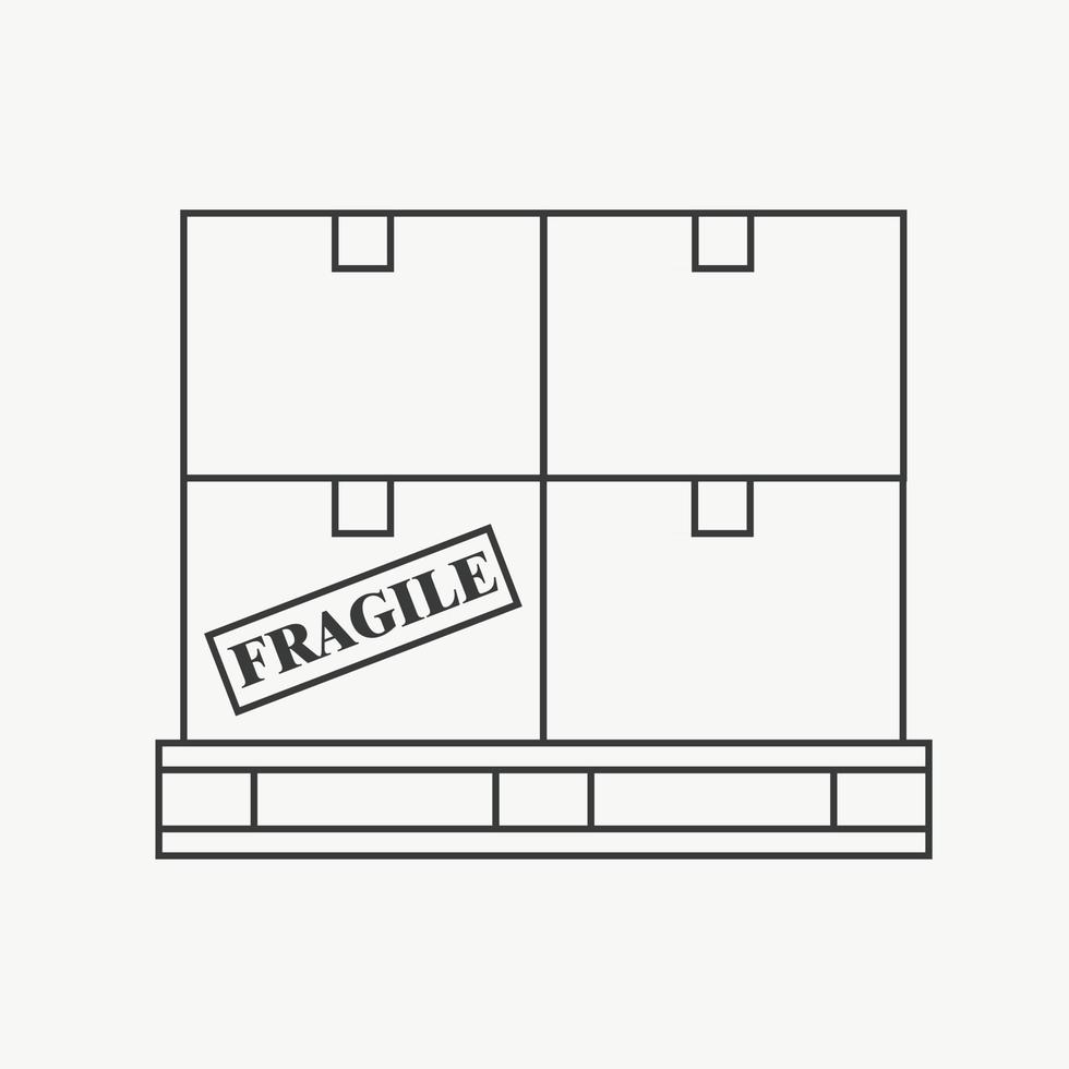 Boxes on a pallet line icon illustration for logistics. Vector design