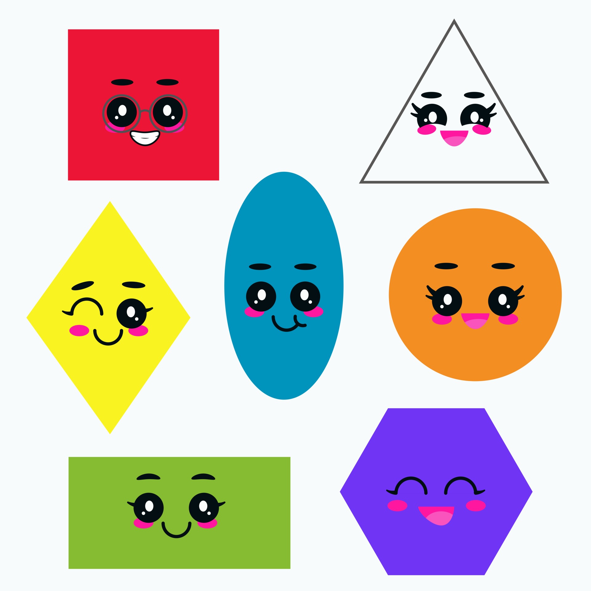 Set of simple shapes. Cartoon comic geometric figures for education. 2940239 Vector Art at Vecteezy Set of simple shapes. Cartoon comic geometric figures for education. 2940239 Vector Art at Vecteezy