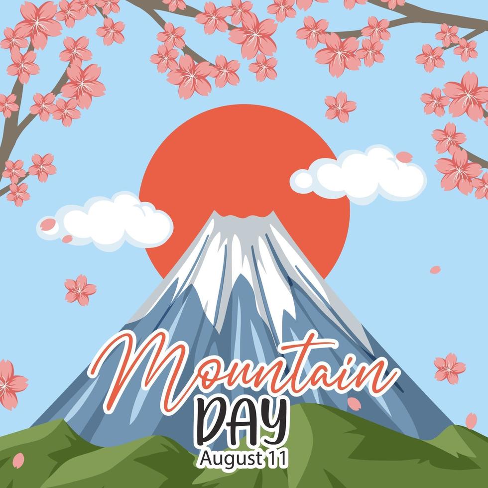 día de la montaña en japón banner con monte fuji vector