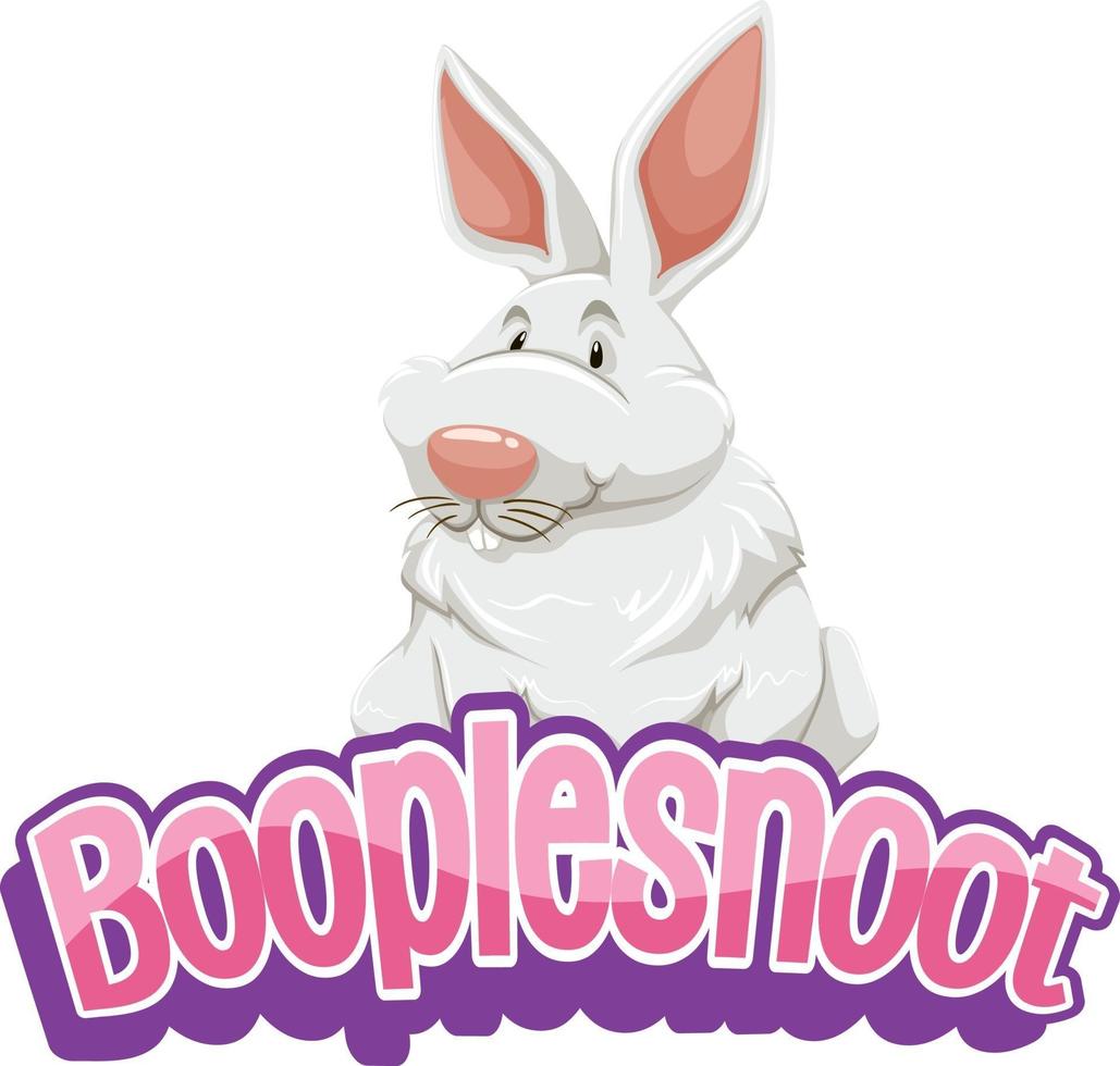 Booplesnoot font design with a cute rabbit cartoon character vector