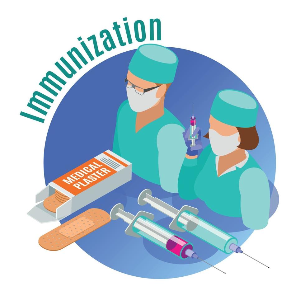 Vaccination Isometric Emblem Vector Illustration