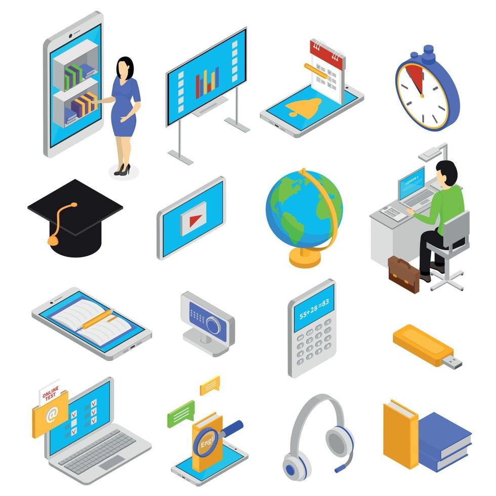 Online Education Icons Set Vector Illustration