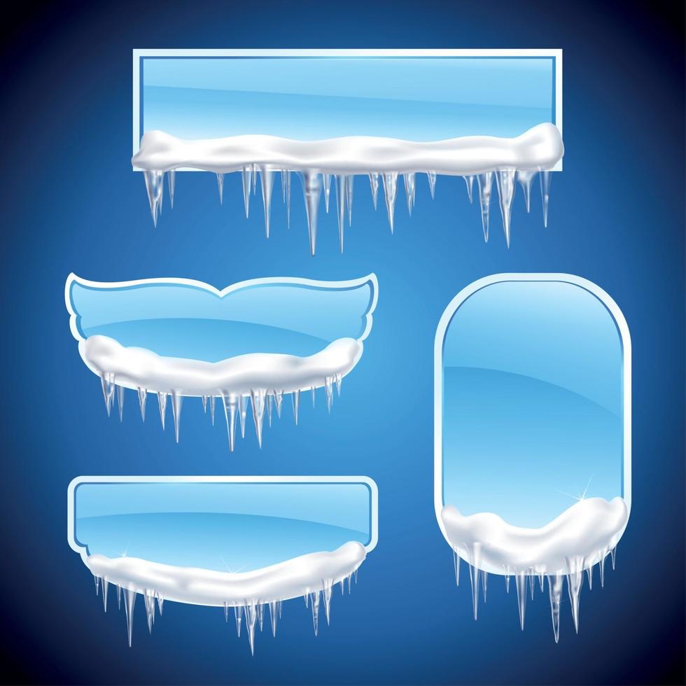 Icicles Frames Realistic Icon Set Vector Illustration