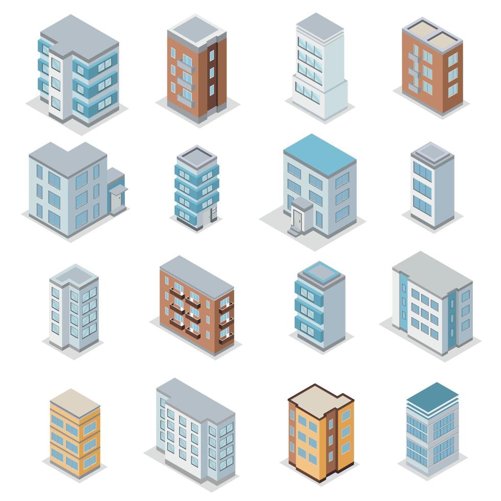 Conjunto de iconos de edificio de casa adosada ilustración vectorial vector