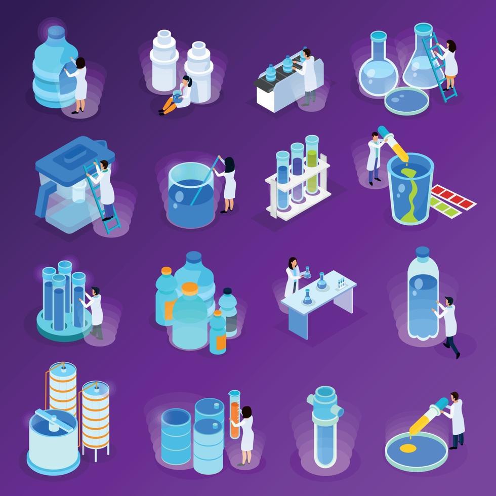 Water Purification Isometric Icon Set Vector Illustration