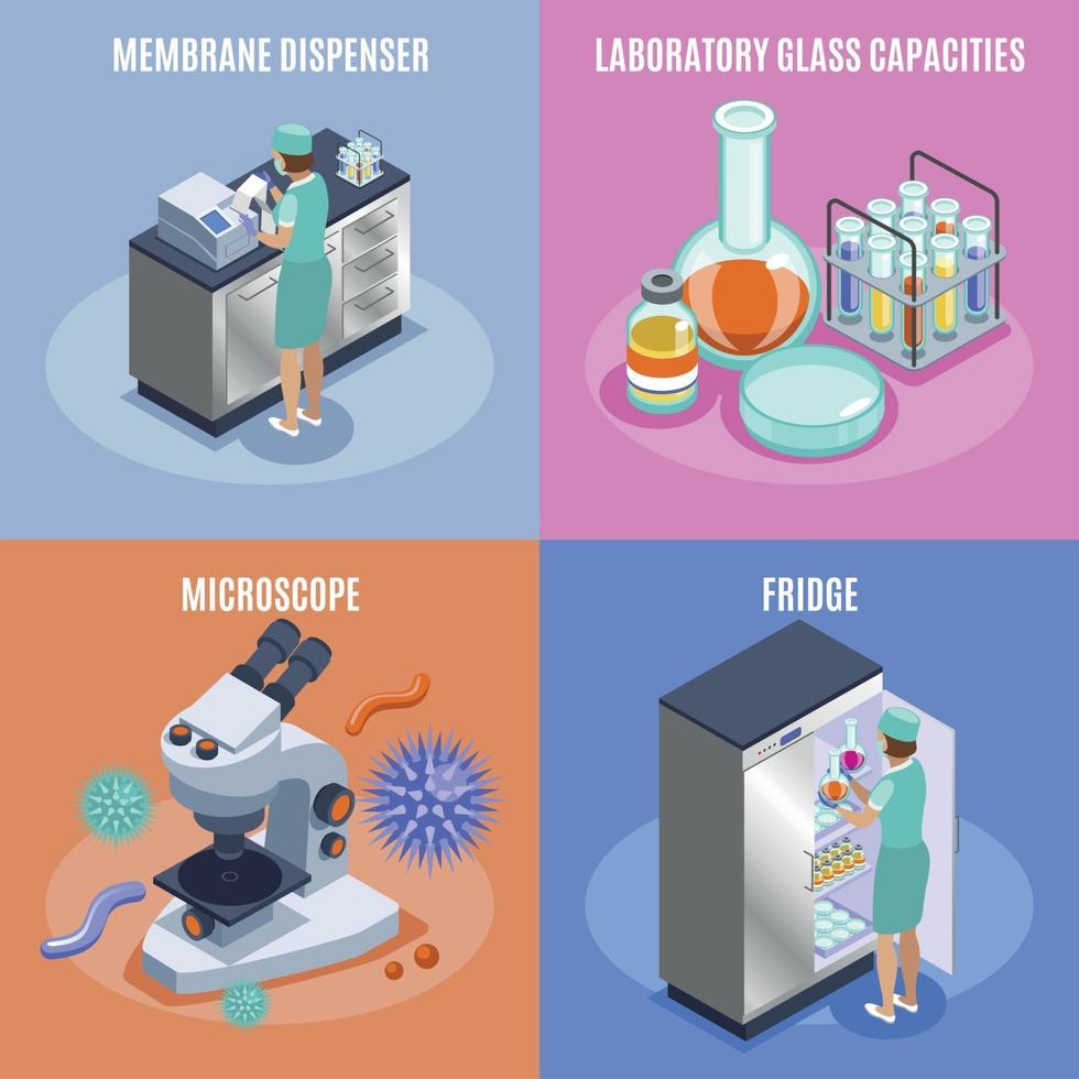 Conjunto de iconos de microbiología ilustración vectorial vector