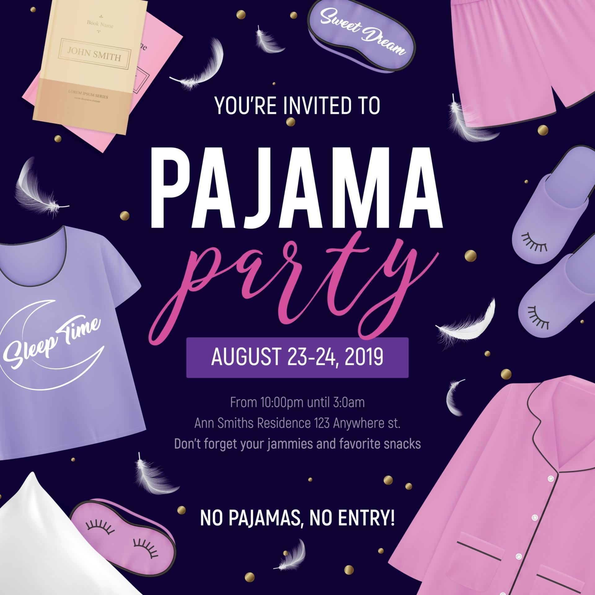 Pajama Party Poster Vector Illustration 2940361 Vector Art At Vecteezy a-photo-of-a-pajama-party-invitation-slumber-party-invitations