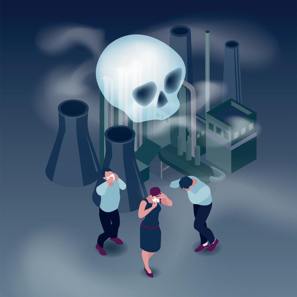 Pollution Isometric Concept Vector Illustration