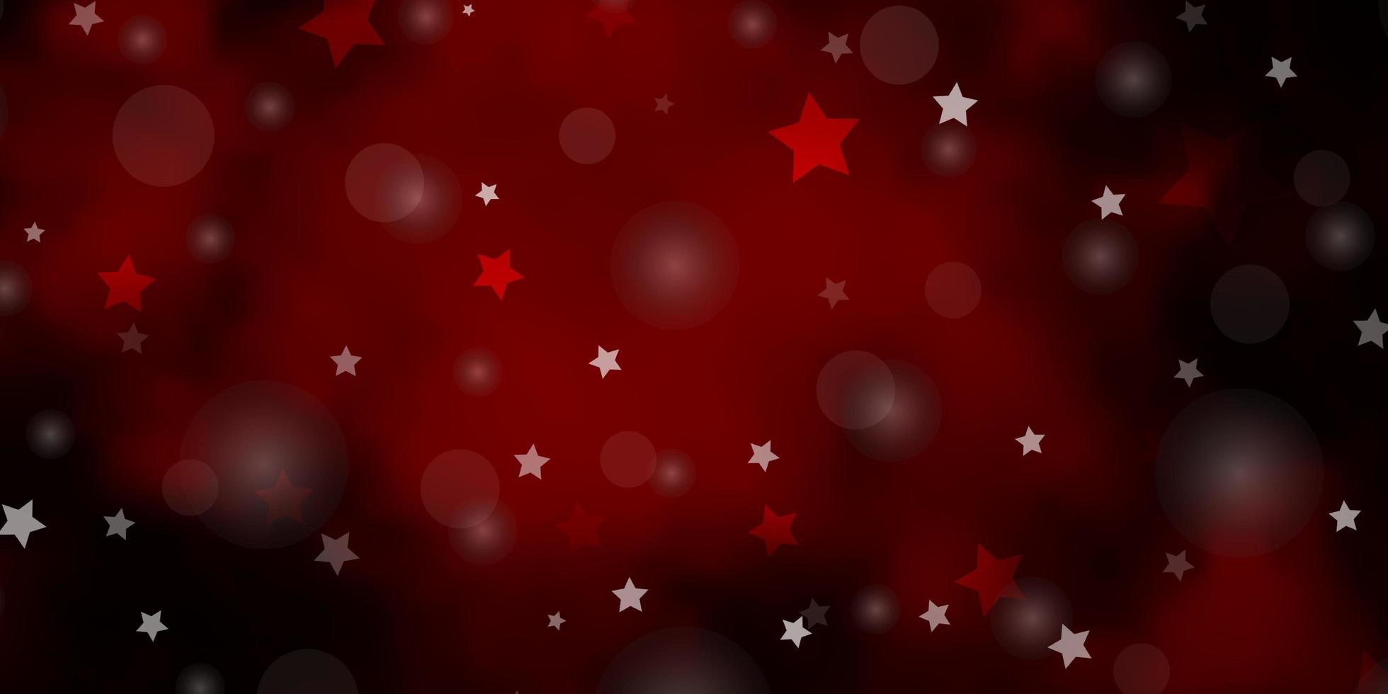 Telón de fondo de vector rojo oscuro con círculos, estrellas.