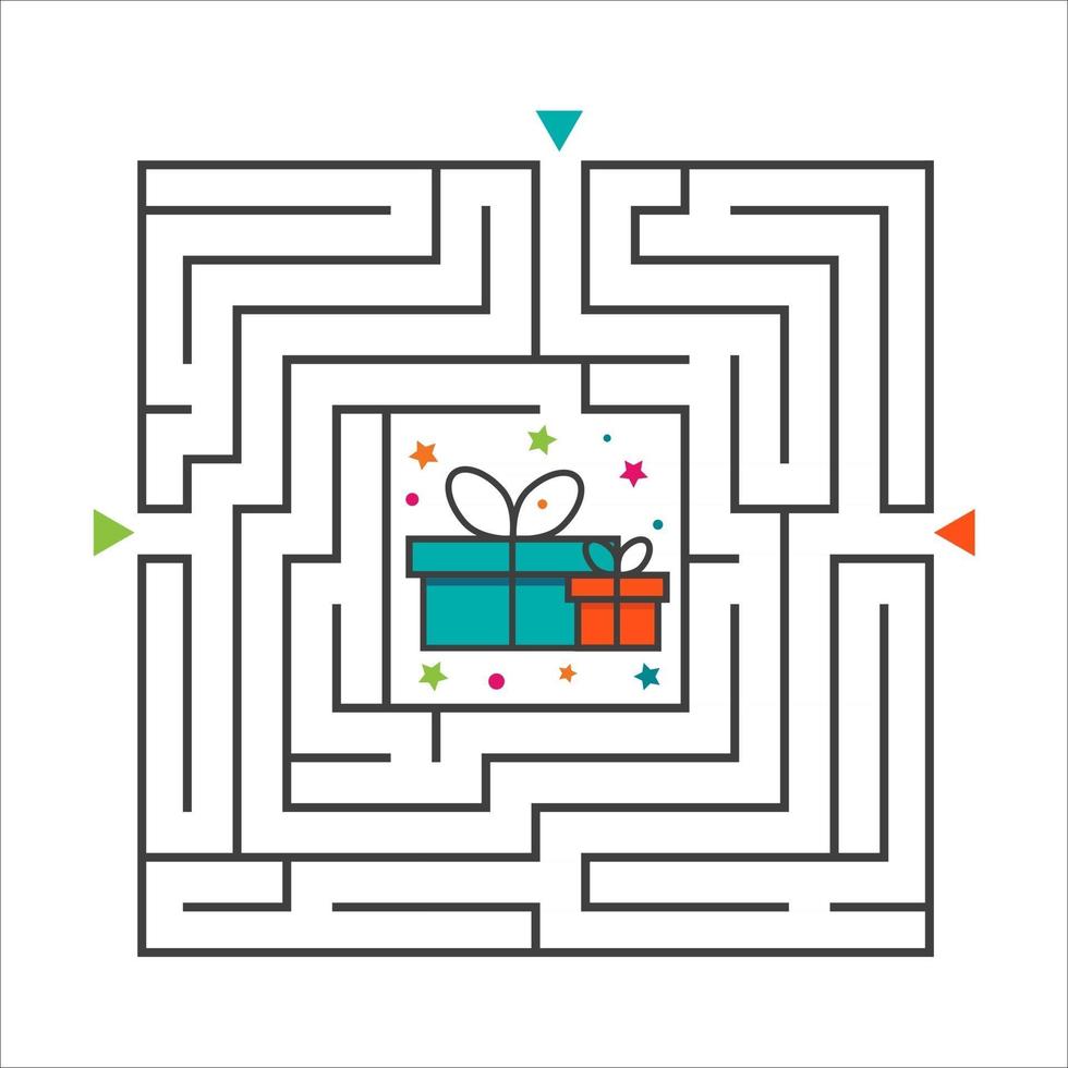 Square maze labyrinth game for kids. Labyrinth logic conundrum. vector