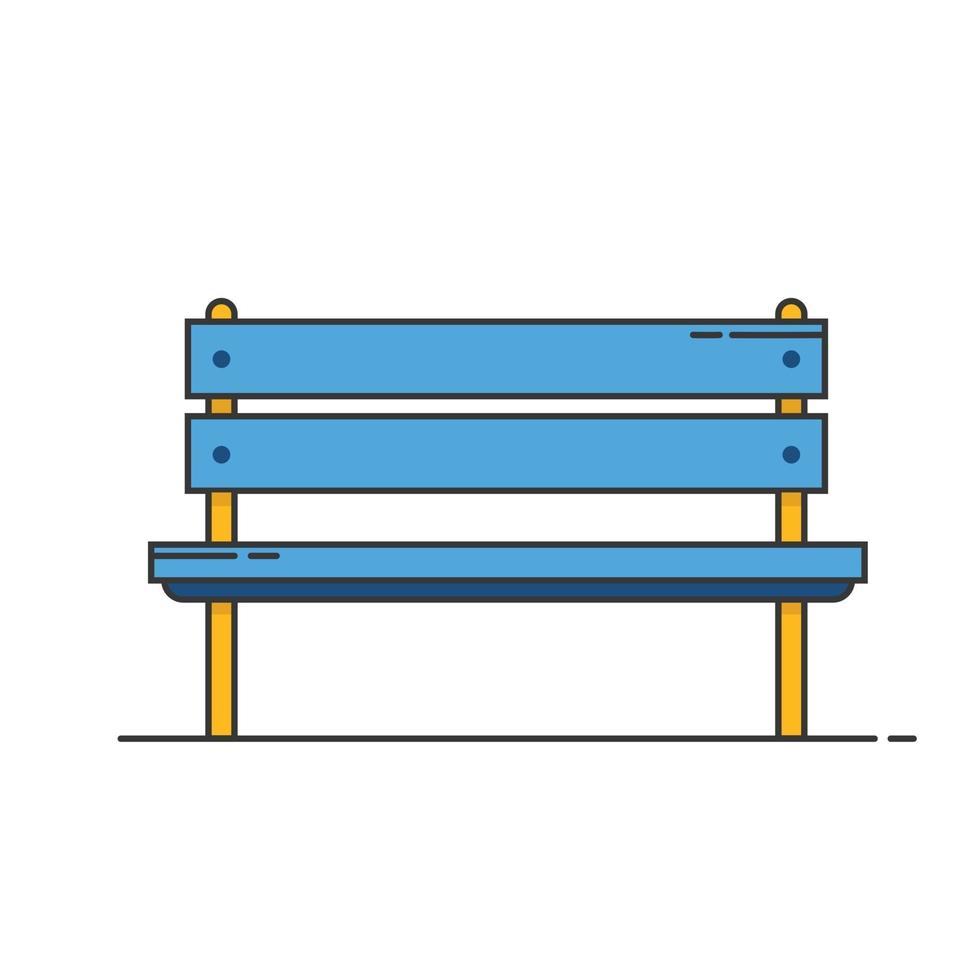 Park bench. Front view. Vector flat illustration on white background.