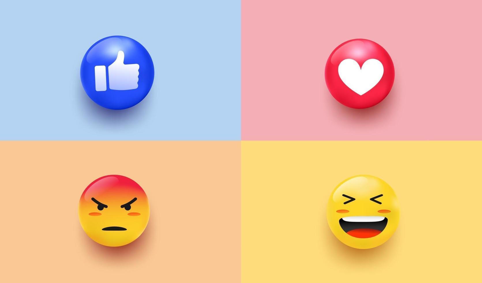 Emoji Feeling Faces Vector. Communication Chat Elements in bubble 3D ball. Lovely social media icon stickers. Modern and Creative design vector