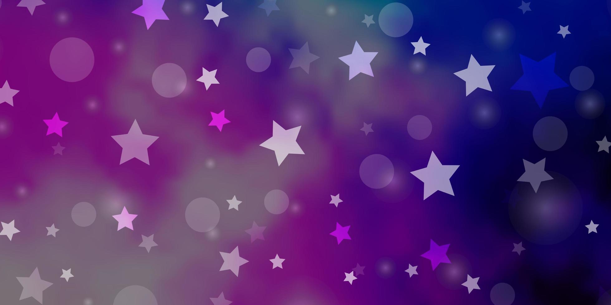 Fondo de vector rosa claro, azul con círculos, estrellas.