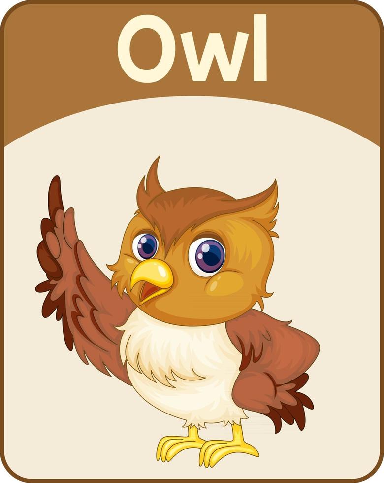 Educational English word card of Owl vector