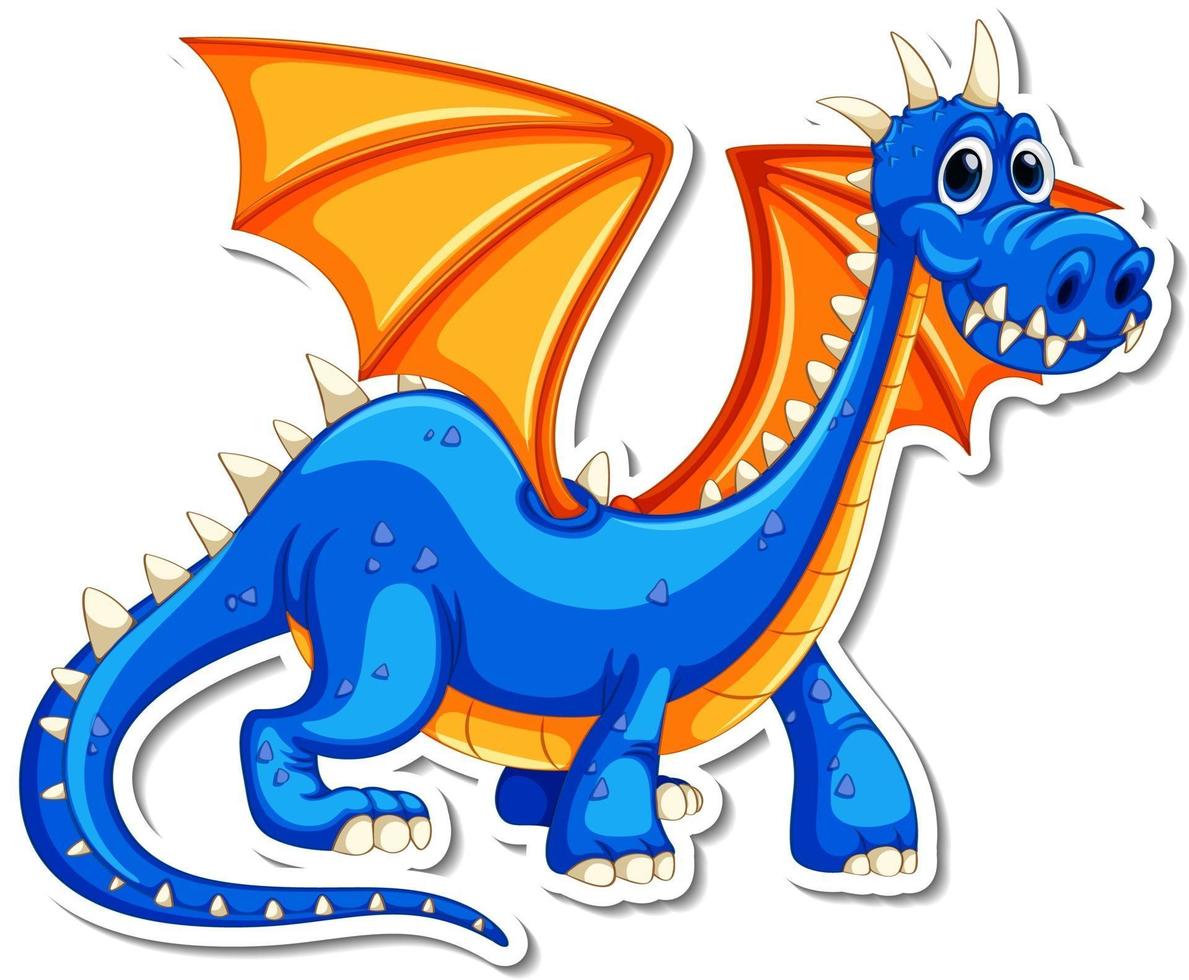 Cute Dragon cartoon character sticker vector