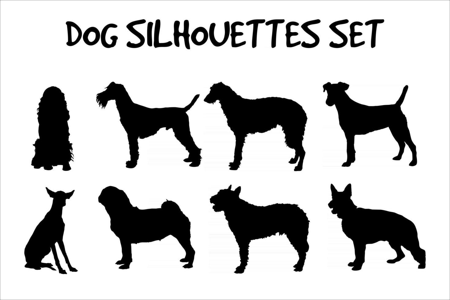 Dog breeds silhouette set vector