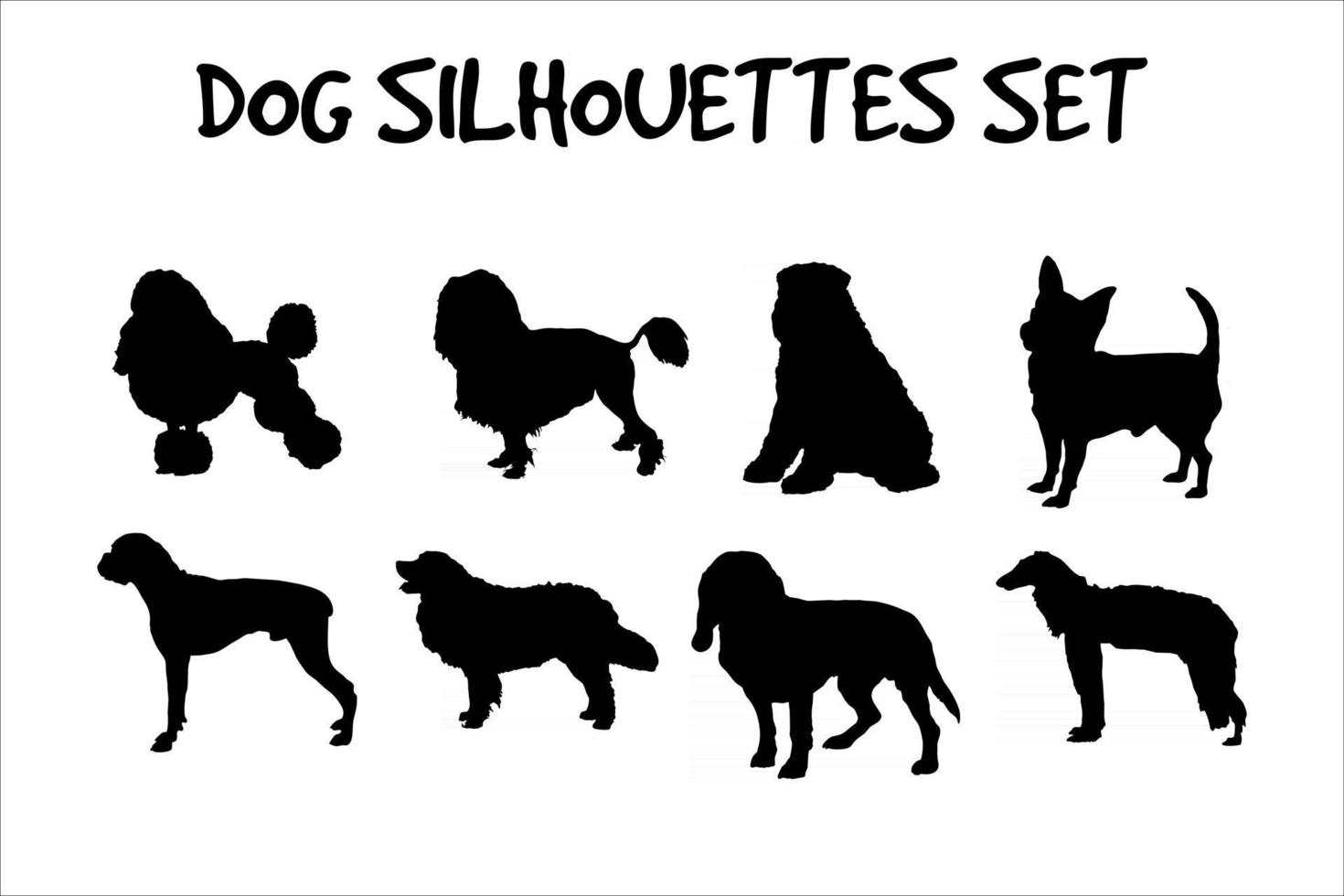 set of dog silhouettes vector