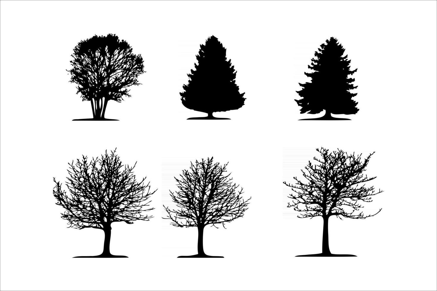 Conjunto de siluetas de árboles vectoriales eps 10 vector