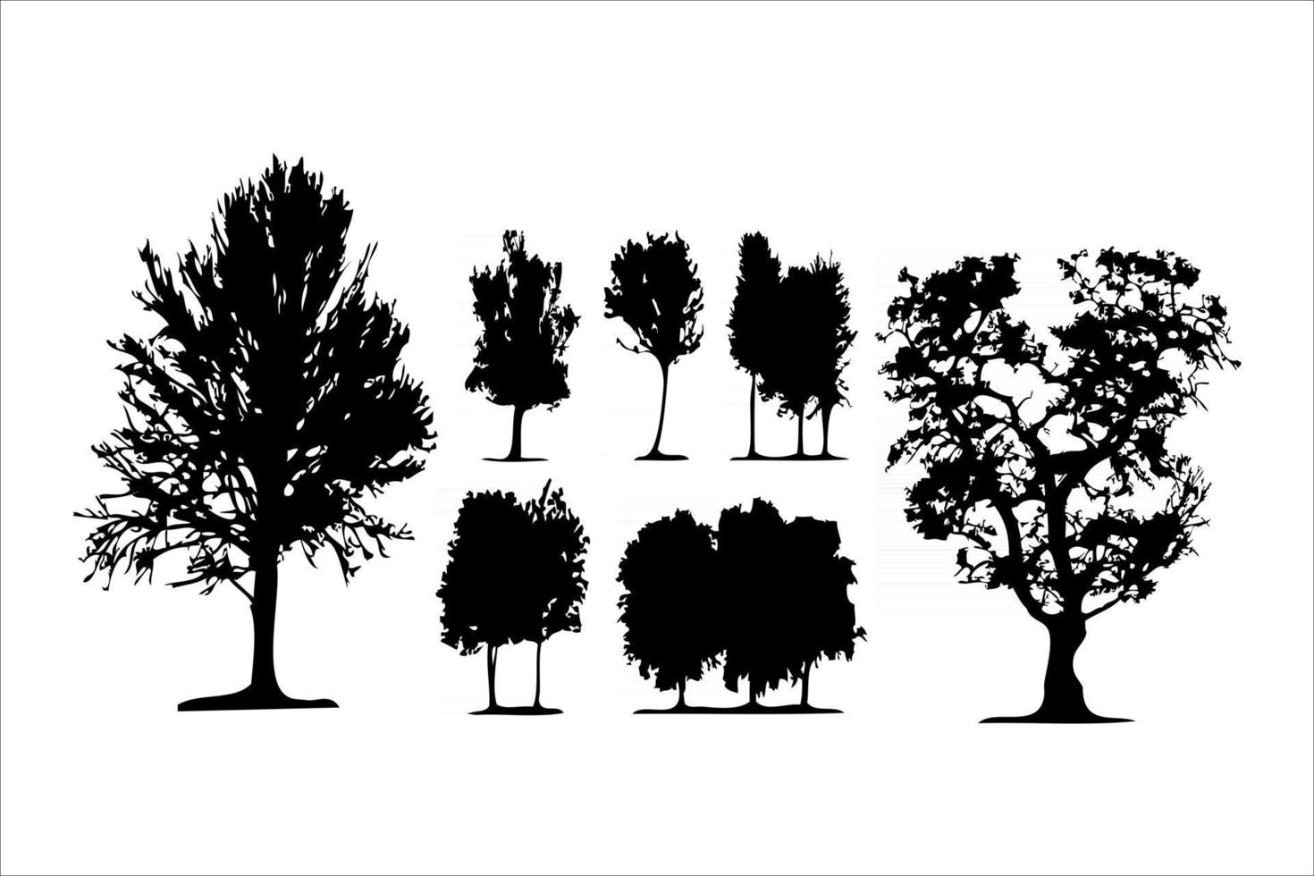 tree silhouettes mega set vector