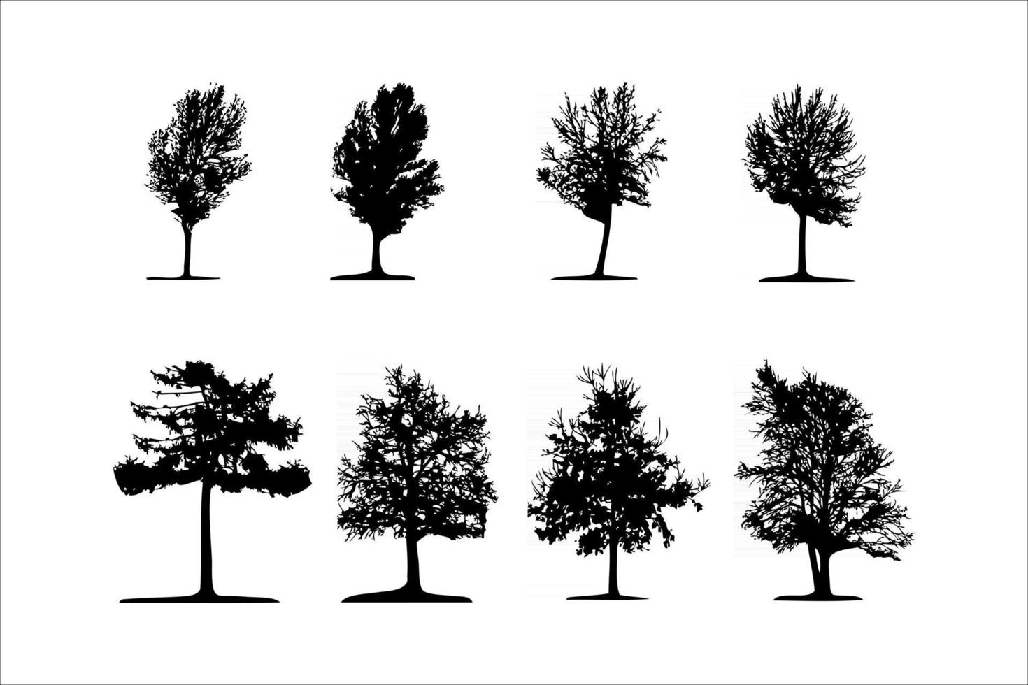 conjunto de muestra de silueta de árbol vector
