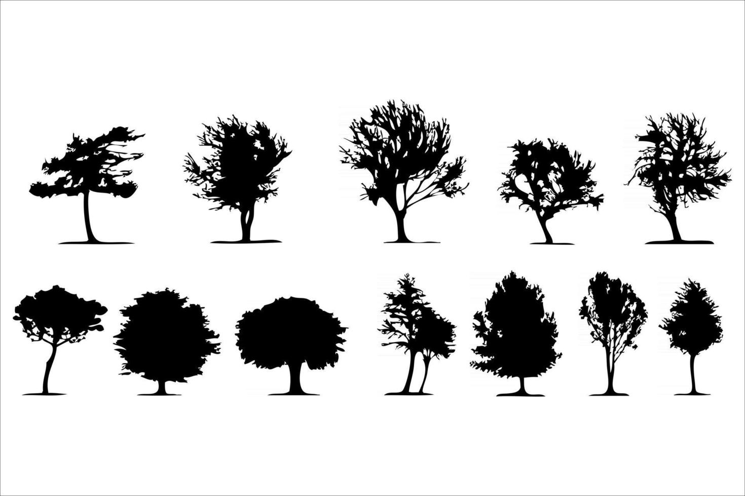 Detailed tree silhouettes vector