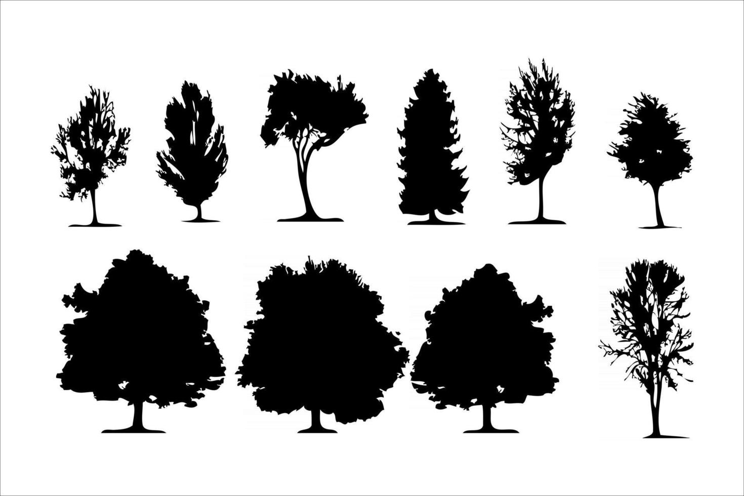 silhouette tree set vector