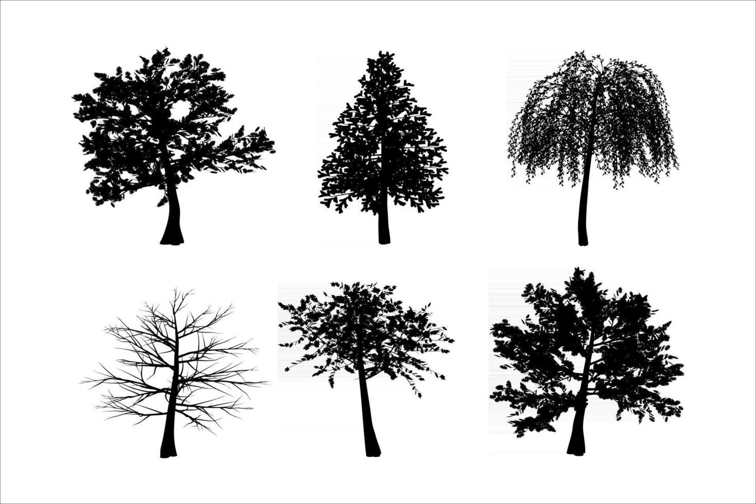 tree silhouettes set vector