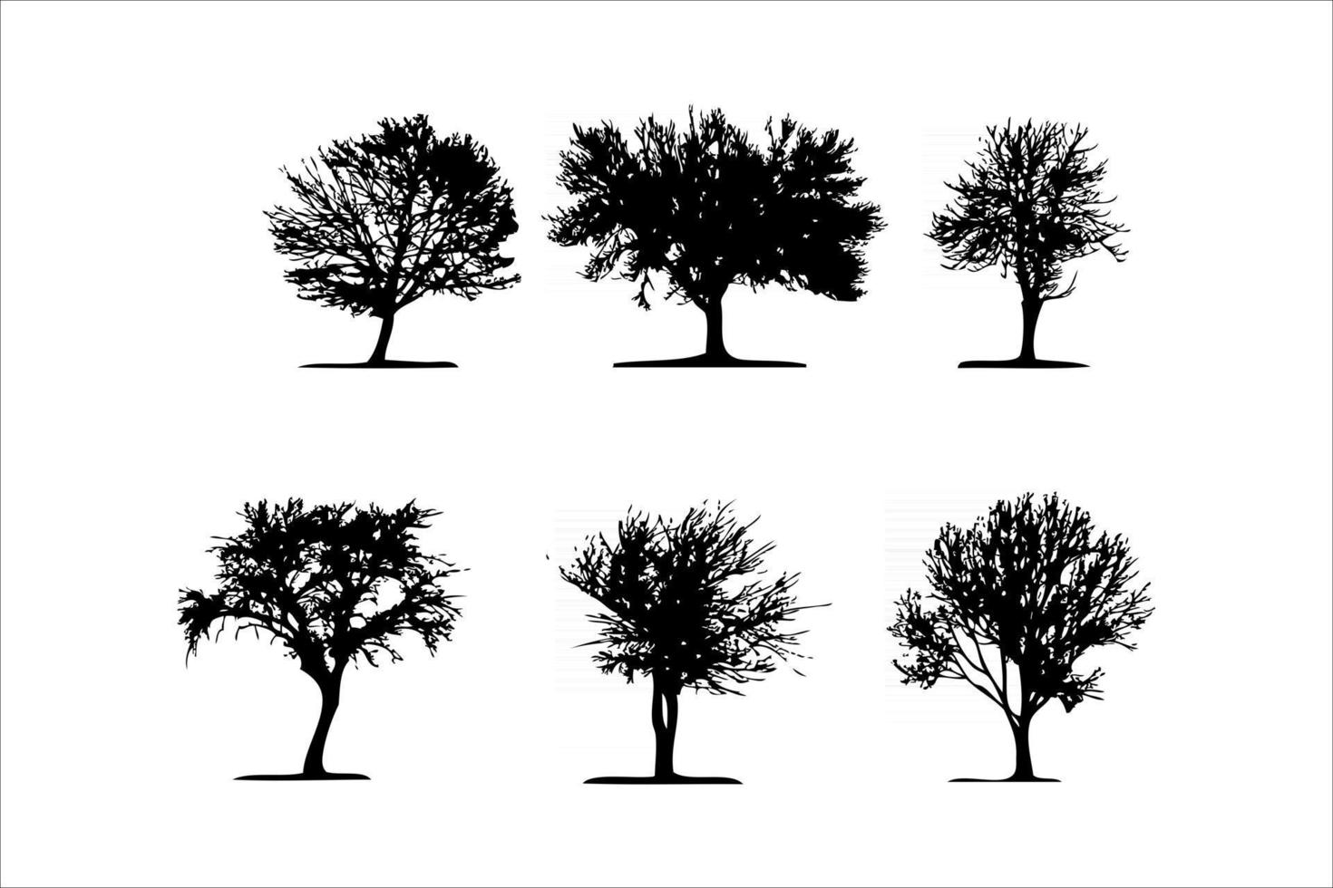 six set of tree silhouette vector