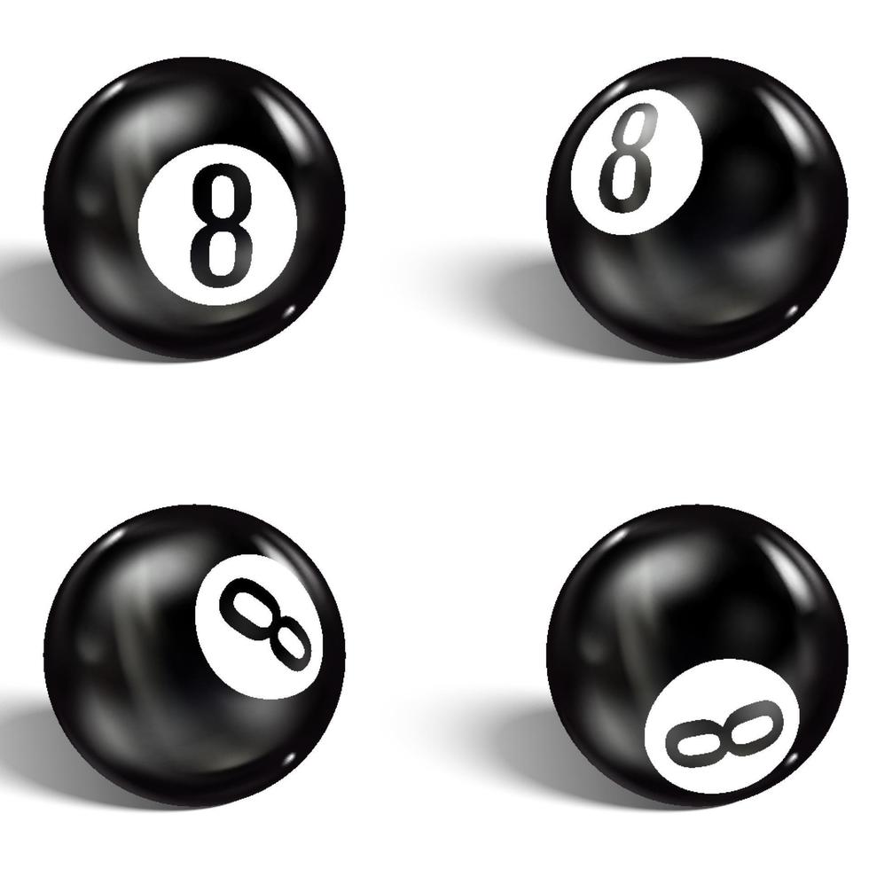 Set of realistic 8 ball Isolated on a white background vector