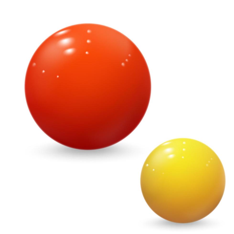 bolas amarillas y rojas realistas aisladas en blanco vector