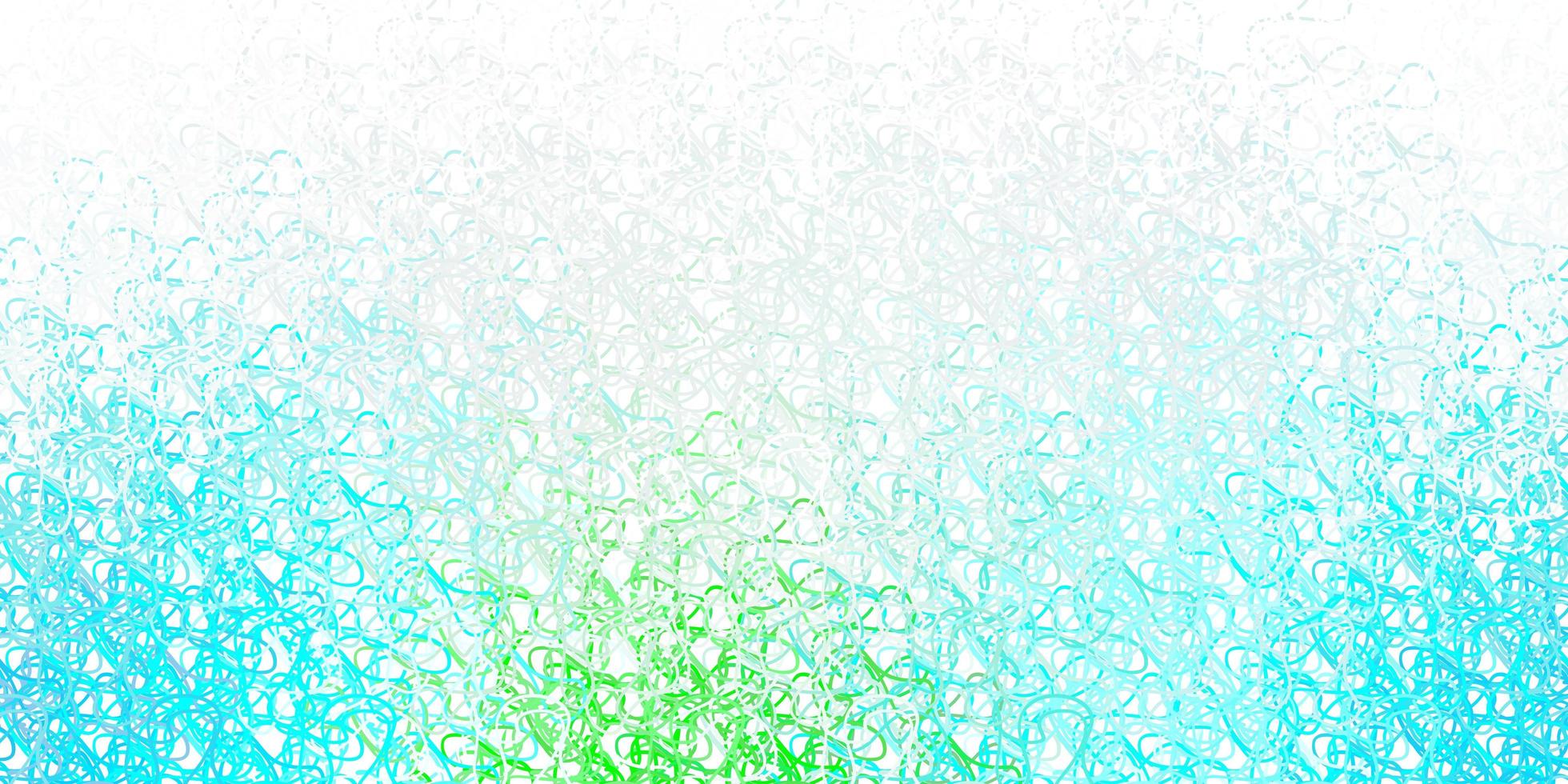 textura de vector azul claro, verde con líneas torcidas.