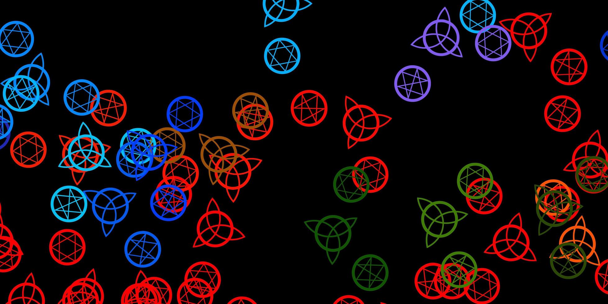 Dark Multicolor vector background with occult symbols.