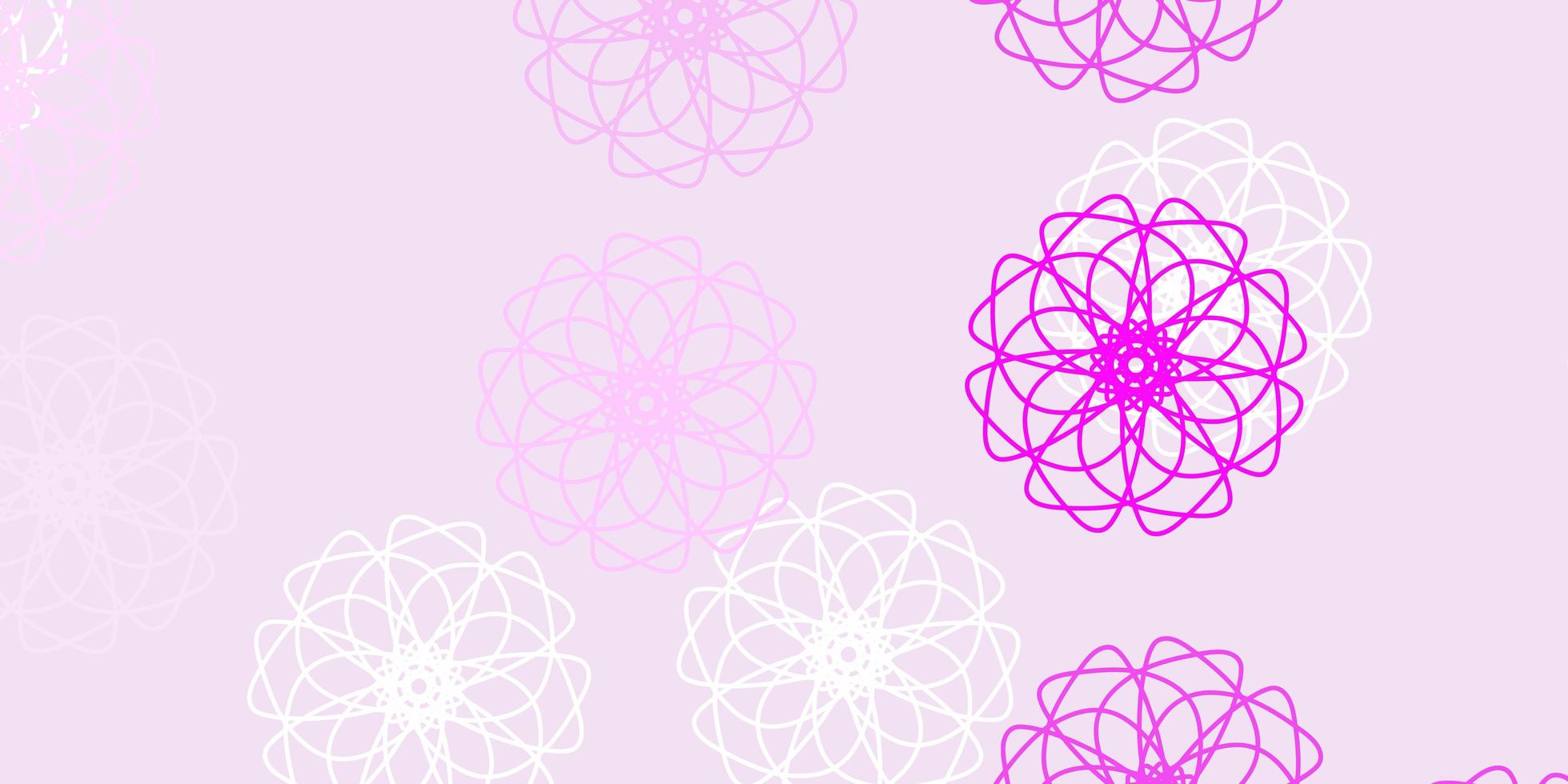 plantilla de doodle de vector rosa claro con flores.