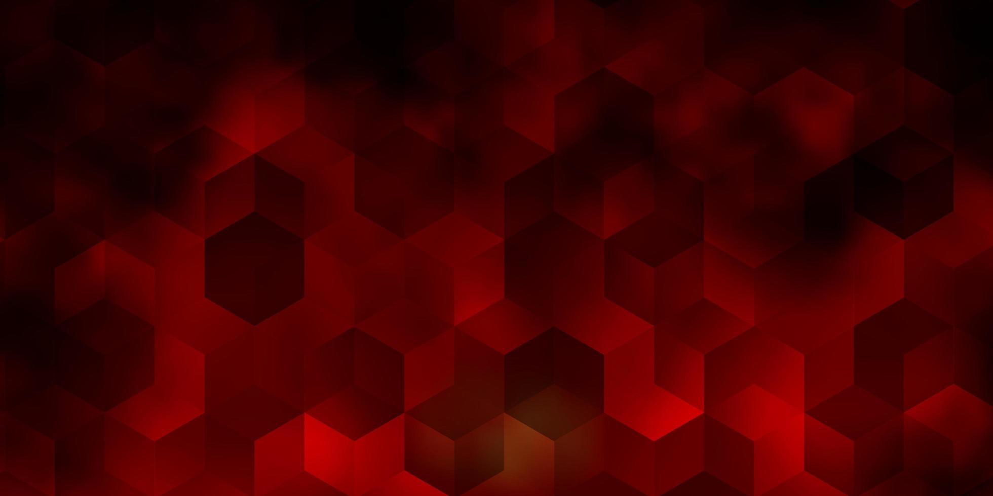 Dark Orange vector background with set of hexagons.