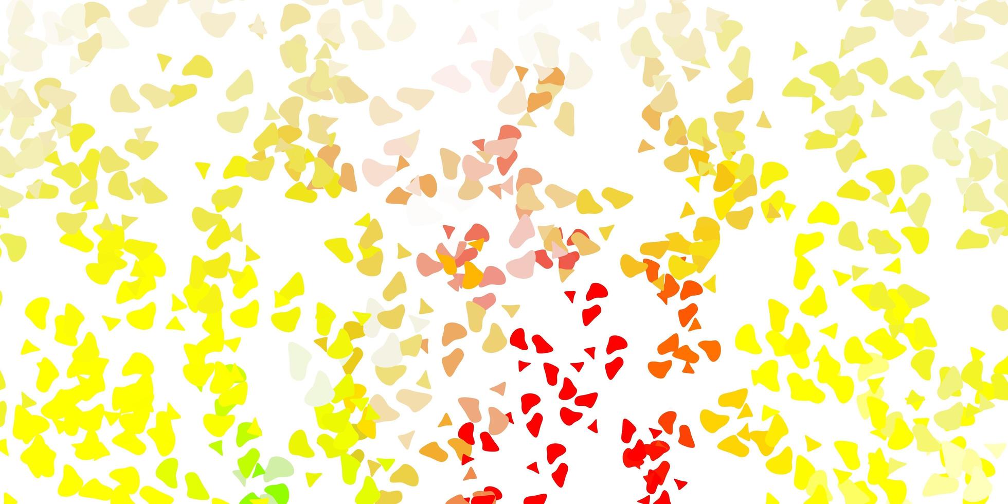 Light red, yellow vector backdrop with chaotic shapes.