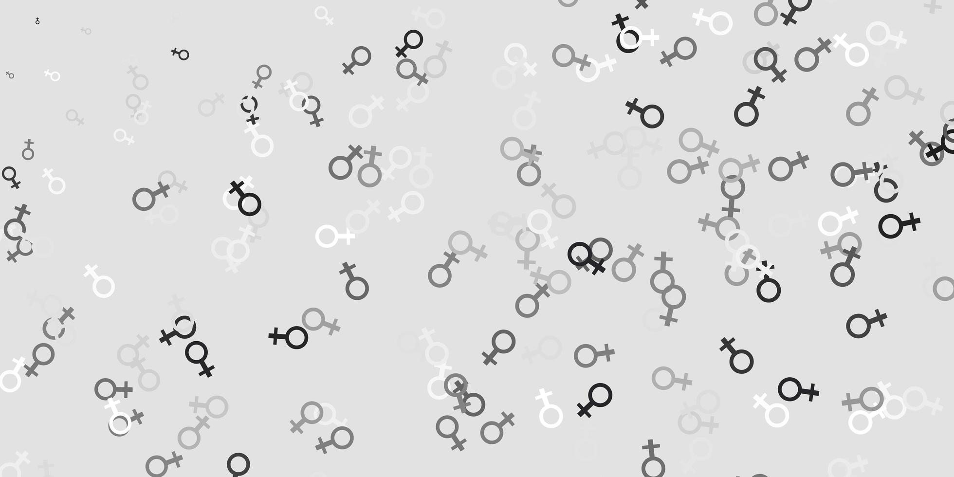textura de vector gris claro con símbolos de derechos de las mujeres.