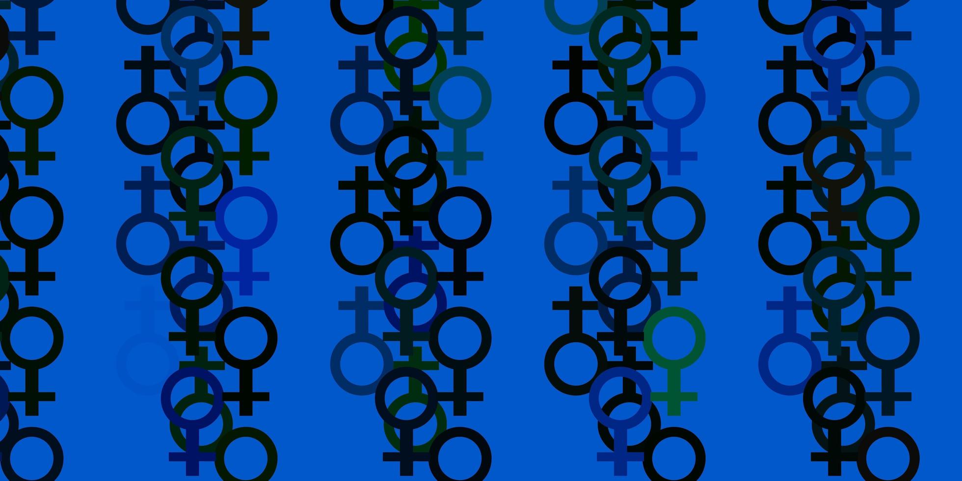 Fondo de vector azul claro, verde con símbolos de mujer.