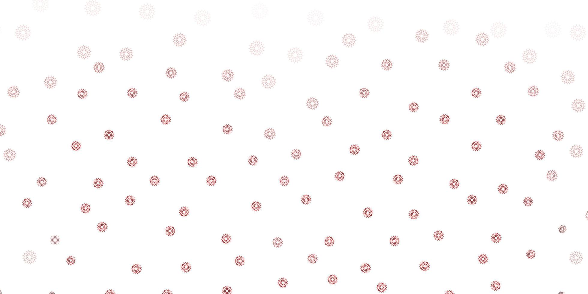 Light red vector doodle pattern with flowers.