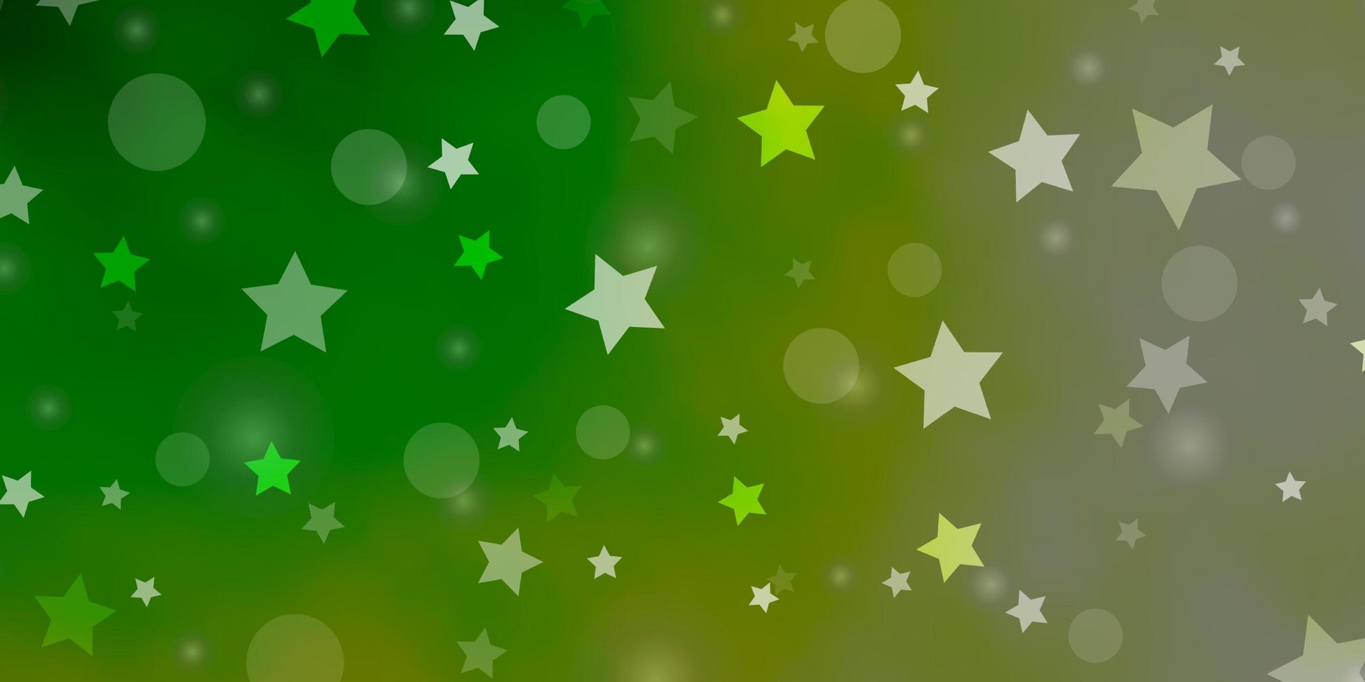 Light Green vector backdrop with circles, stars.