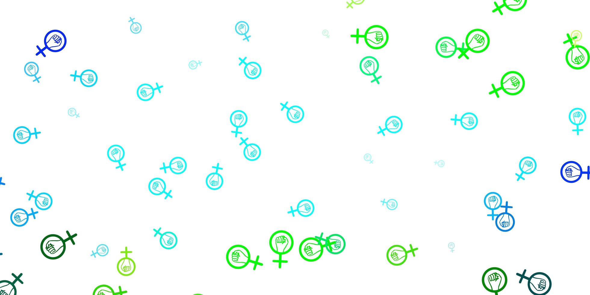 Light Blue, Green vector pattern with feminism elements.