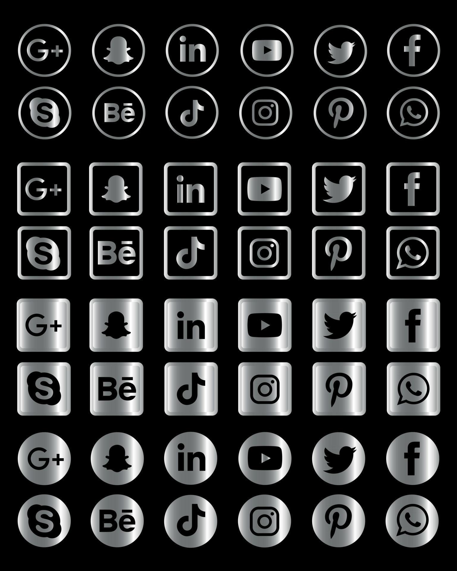 Silver social media icons collectionn 2943076 Vector Art at Vecteezy