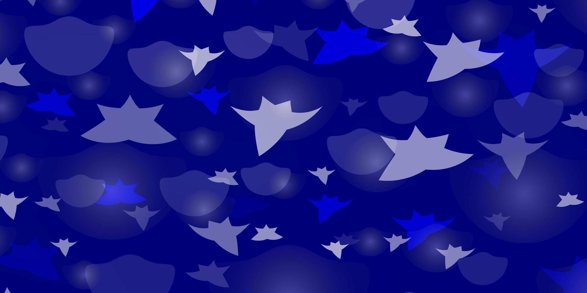 plantilla de vector azul claro con círculos, estrellas.