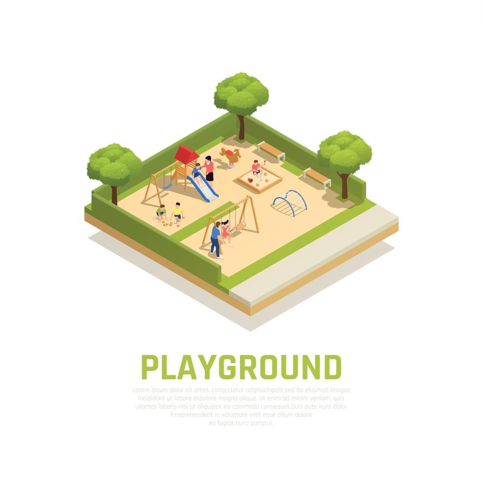 Playground Isometric Concept Vector Illustration